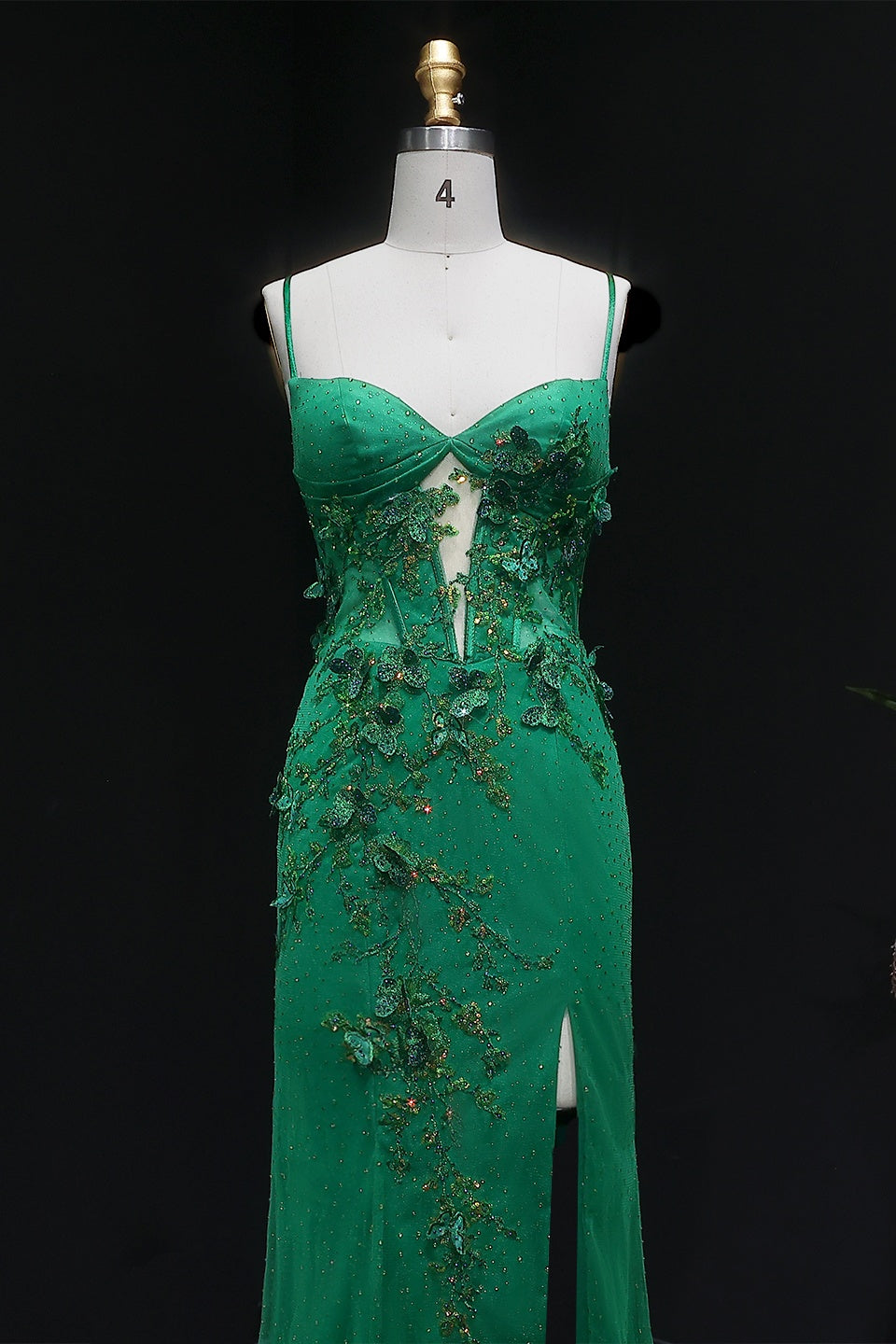 Emerald Green Glitter Tulle Mermaid Prom Dress with Cross-Strap Back SH381 Sheer Fairy