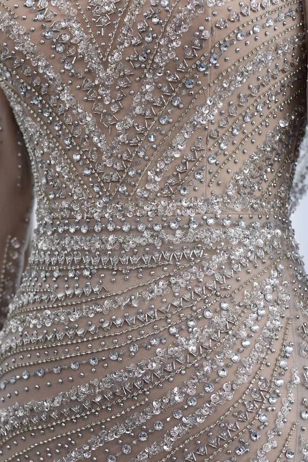 Luxury Beaded Silver Slit Mermaid Evening Dress with Cape SS035 Sheer Fairy