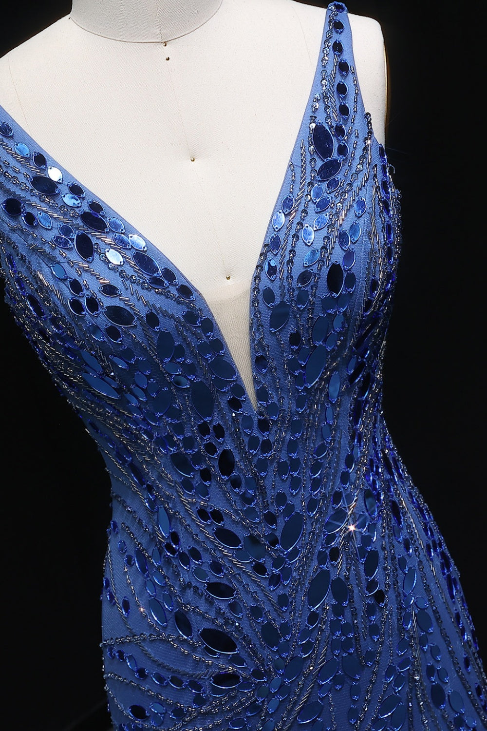 Luxury Sequin Feather Mermaid Side Slit Evening Dress SS066 Sheer Fairy