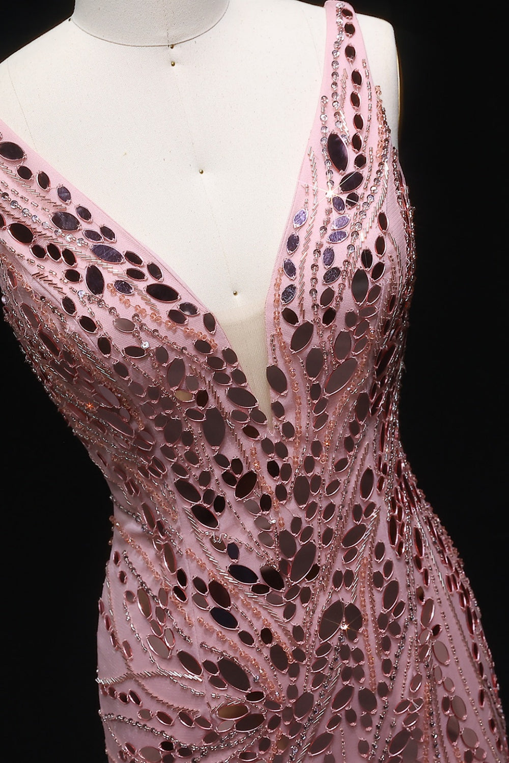 Luxury Sequin Feather Mermaid Side Slit Evening Dress SS066 Sheer Fairy