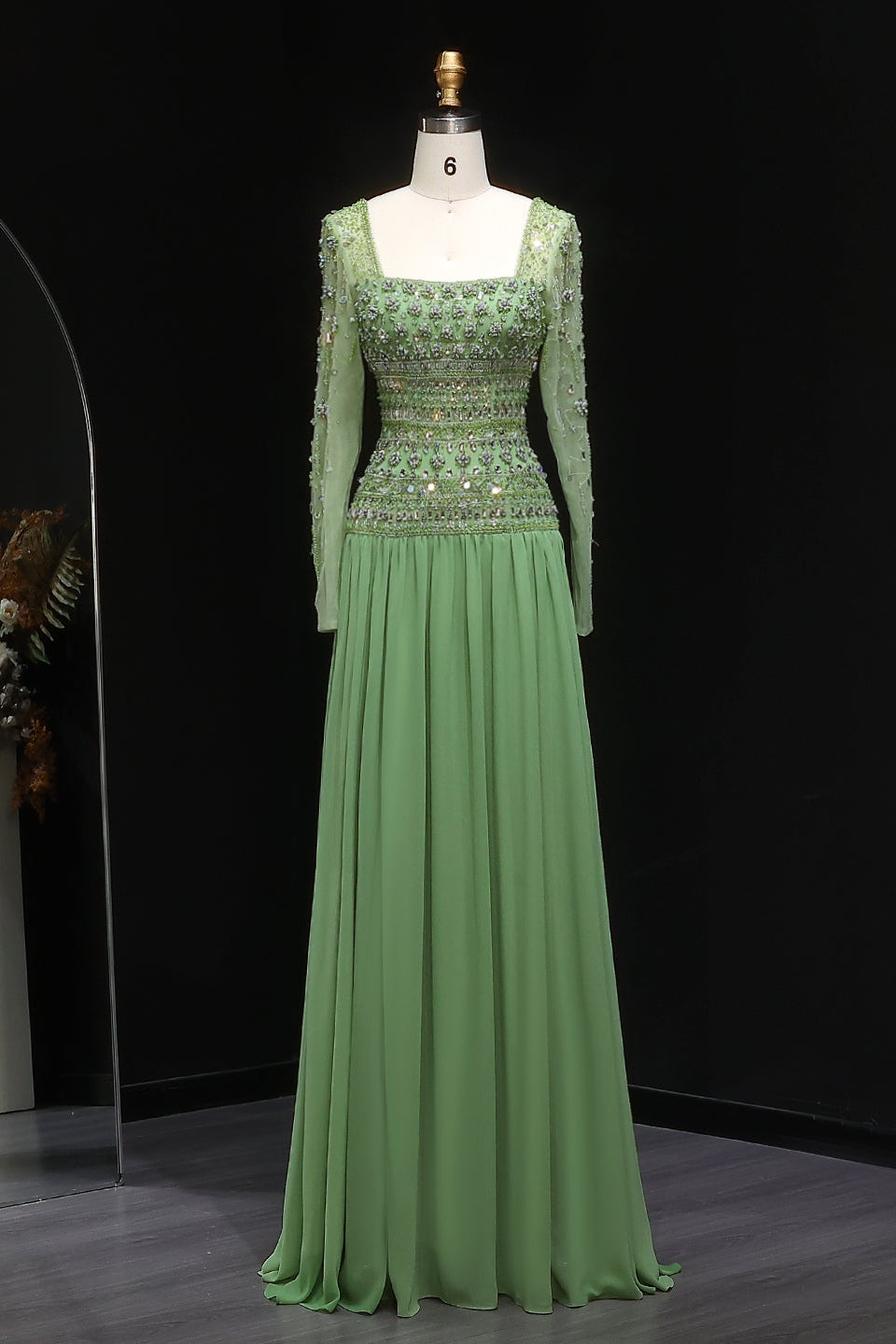 Beaded Chiffon A-Line Strapless Mermaid Evening Dress SS539