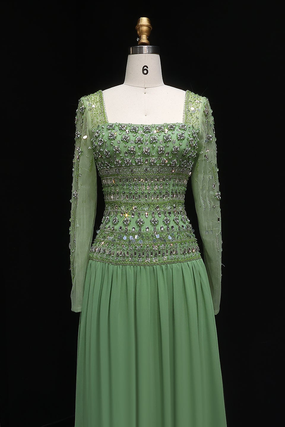 Beaded Chiffon A-Line Strapless Mermaid Evening Dress SS539