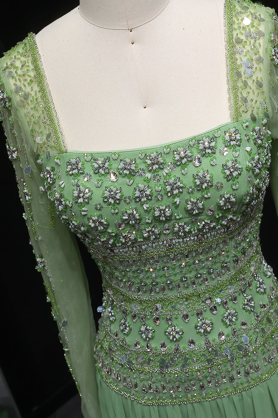 Beaded Chiffon A-Line Strapless Mermaid Evening Dress SS539