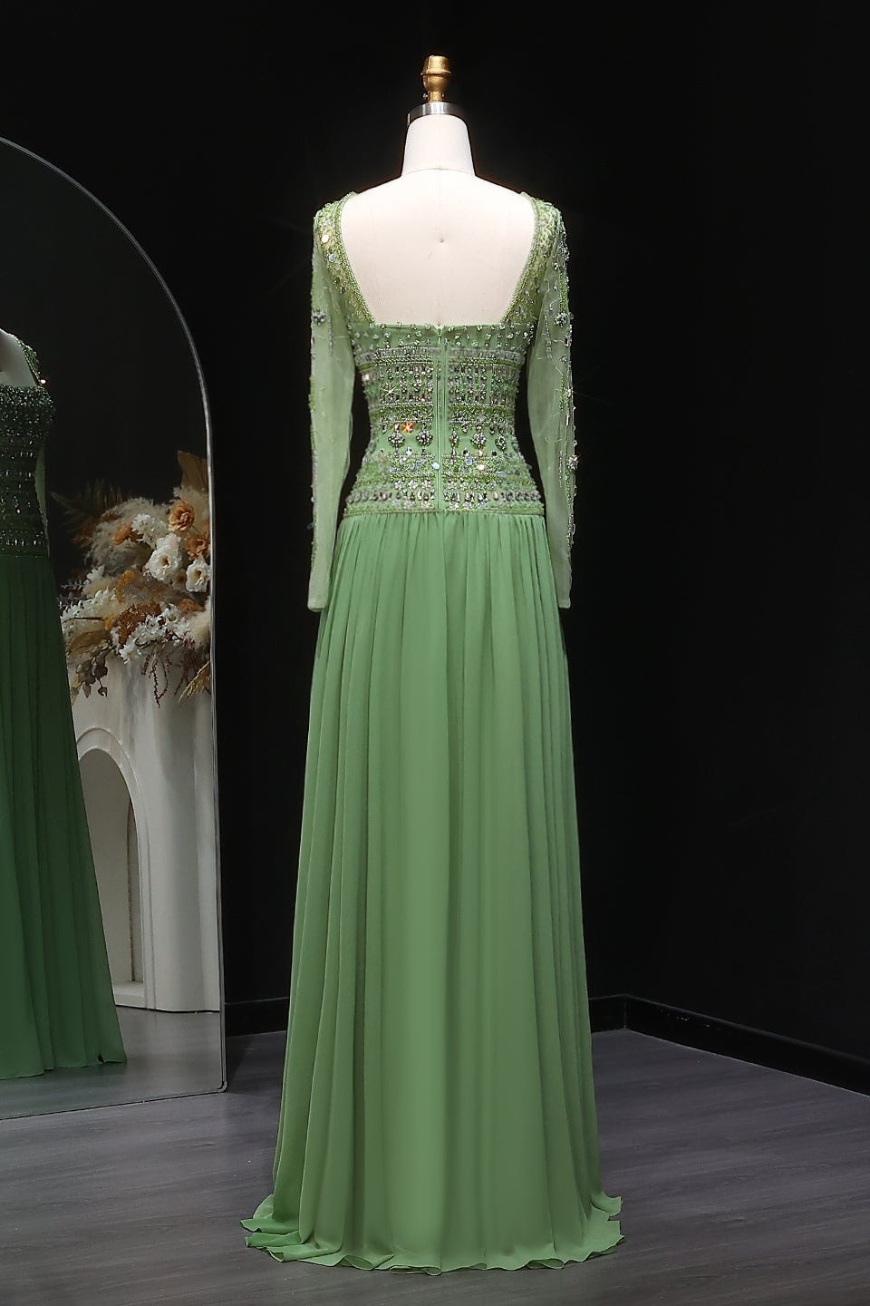 Beaded Chiffon A-Line Strapless Mermaid Evening Dress SS539