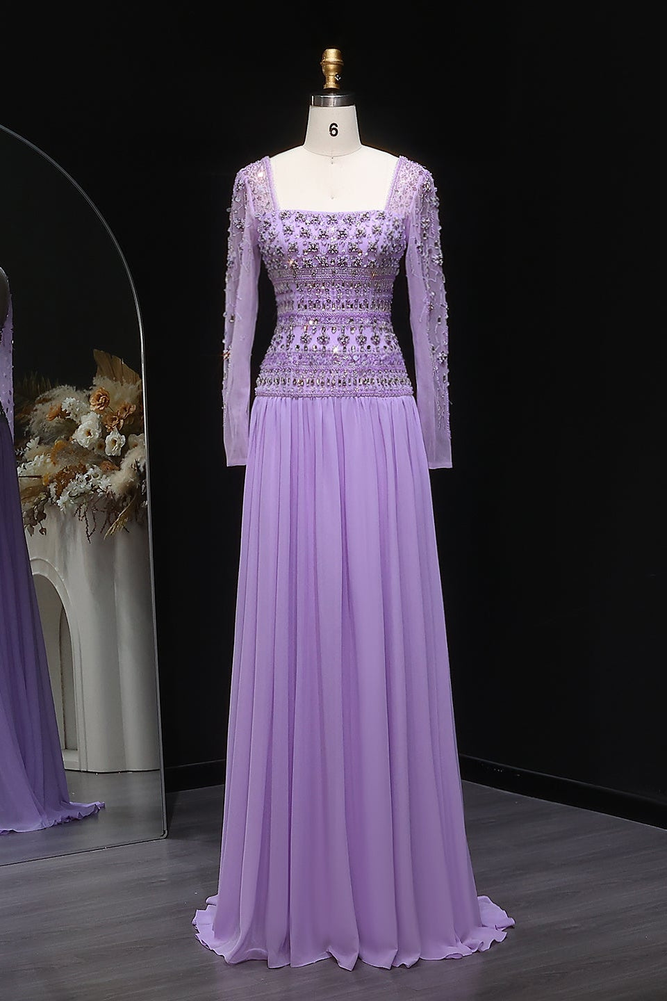 Beaded Chiffon A-Line Strapless Mermaid Evening Dress SS539