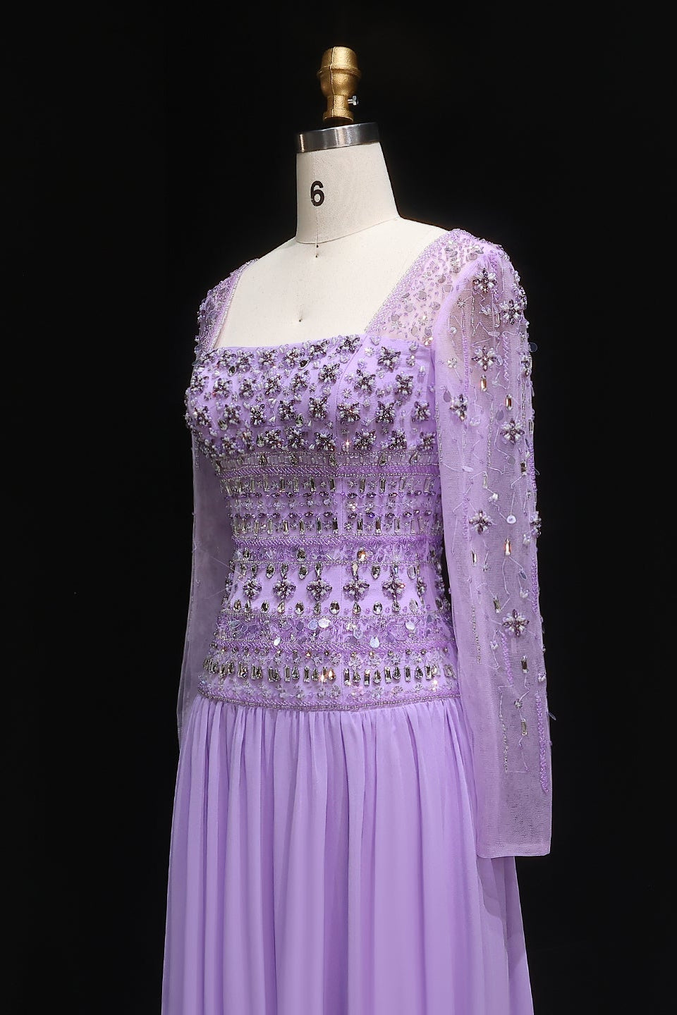 Beaded Chiffon A-Line Strapless Mermaid Evening Dress SS539