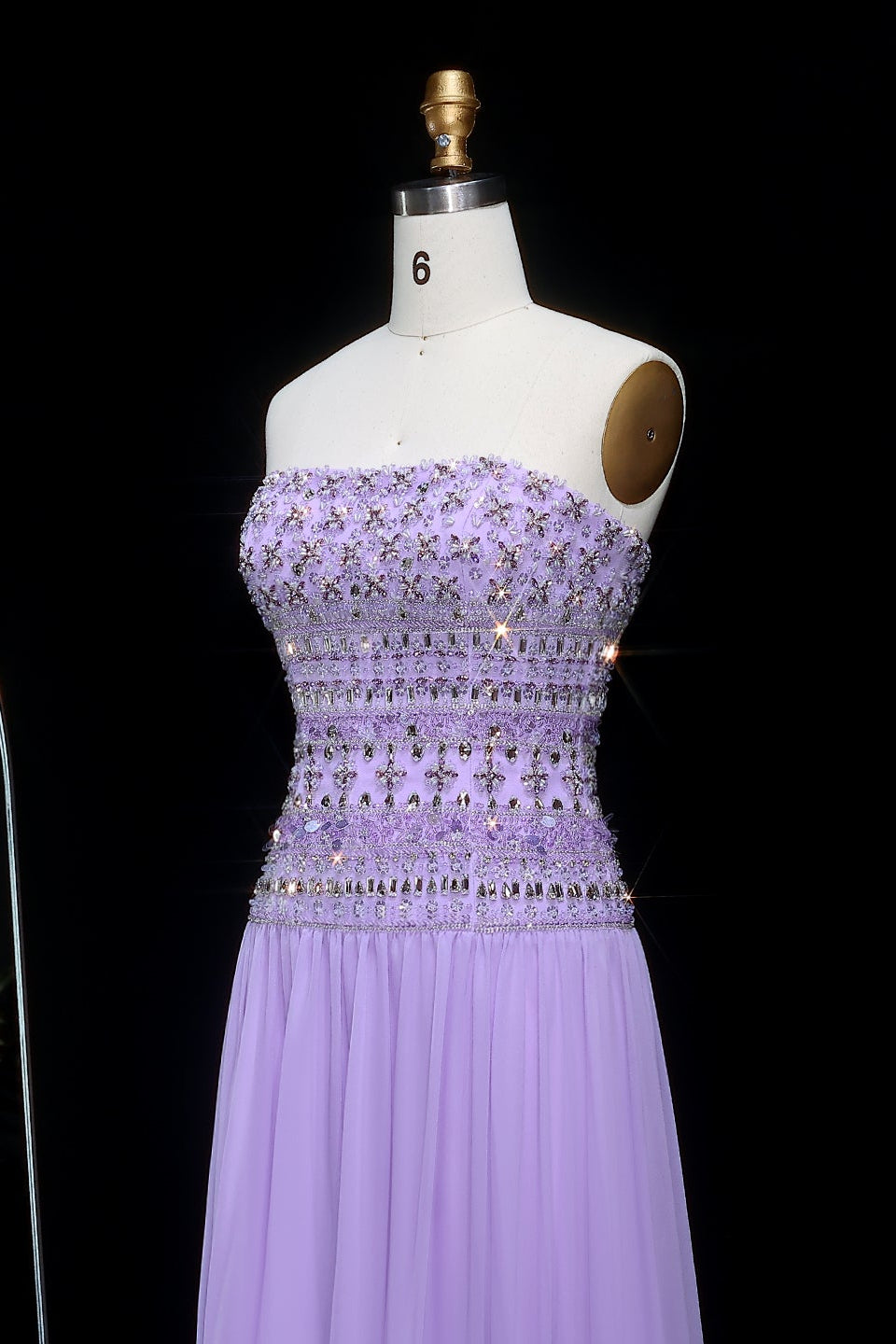 Beaded Chiffon A-Line Strapless Mermaid Evening Dress SS539