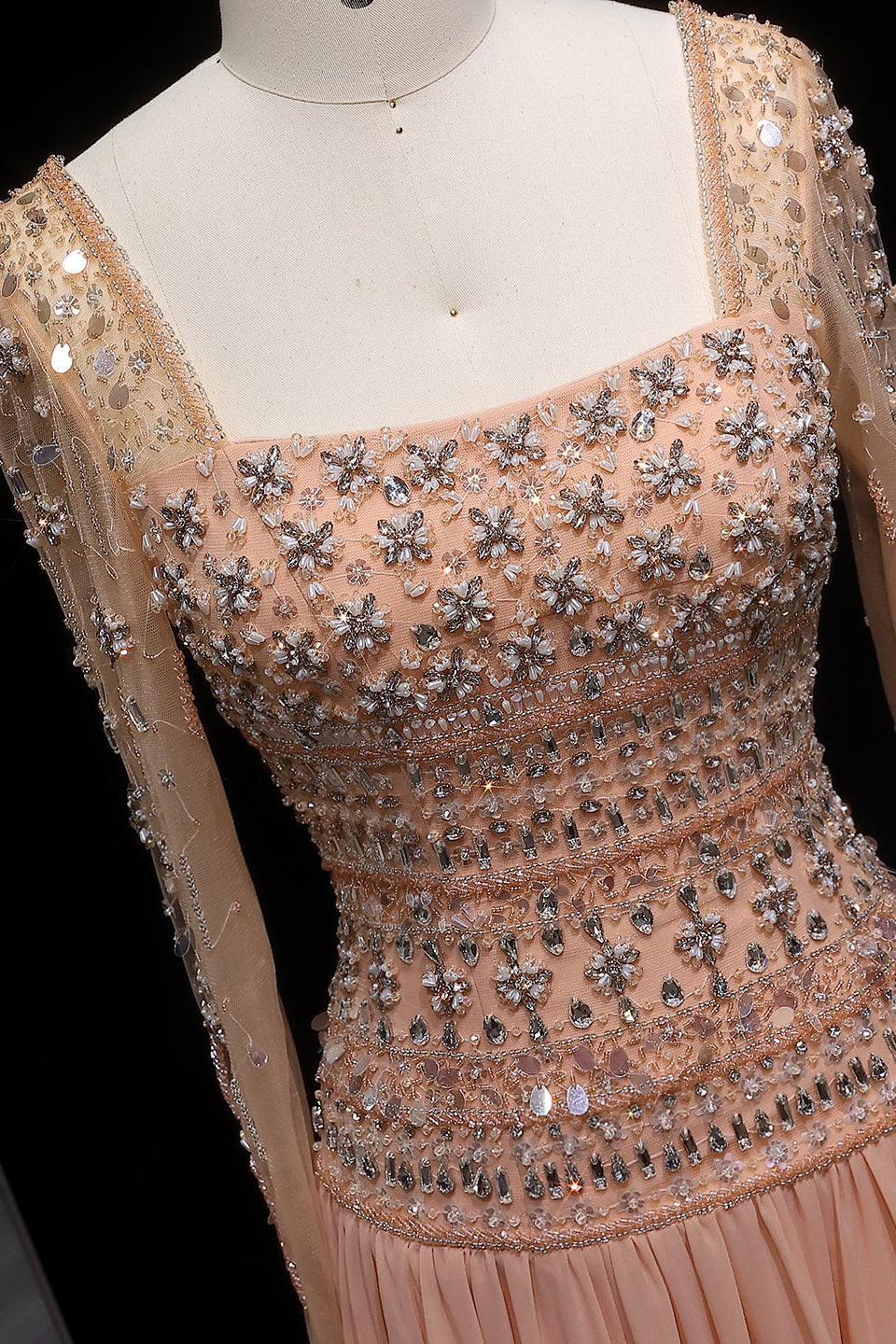 Beaded Chiffon A-Line Strapless Mermaid Evening Dress SS539