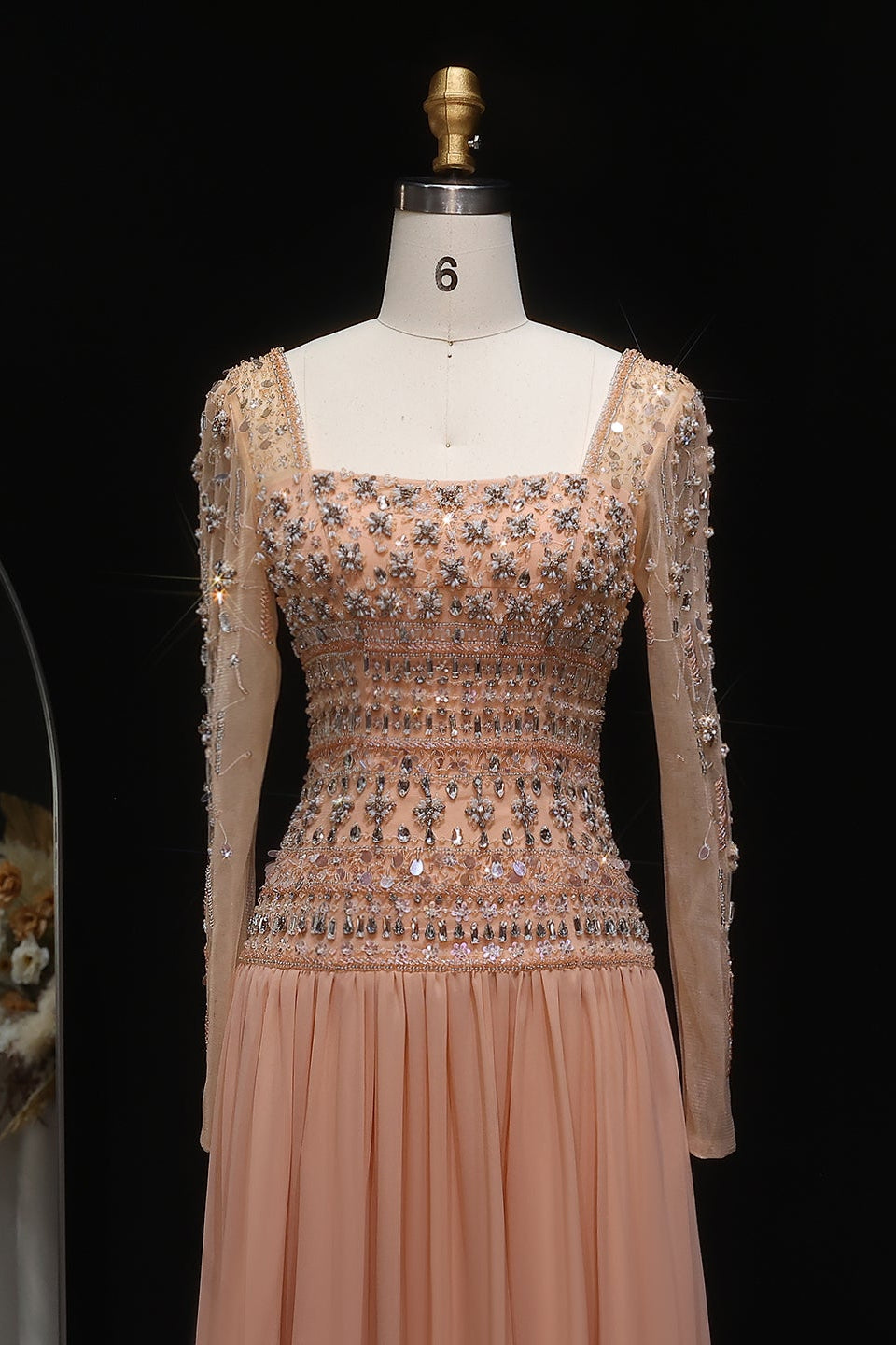 Beaded Chiffon A-Line Strapless Mermaid Evening Dress SS539