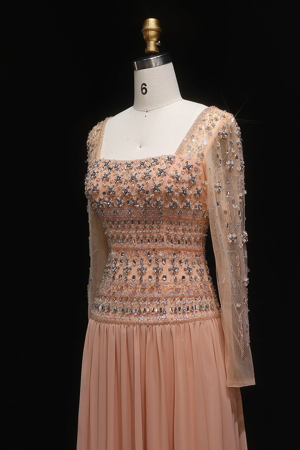 Beaded Chiffon A-Line Strapless Mermaid Evening Dress SS539