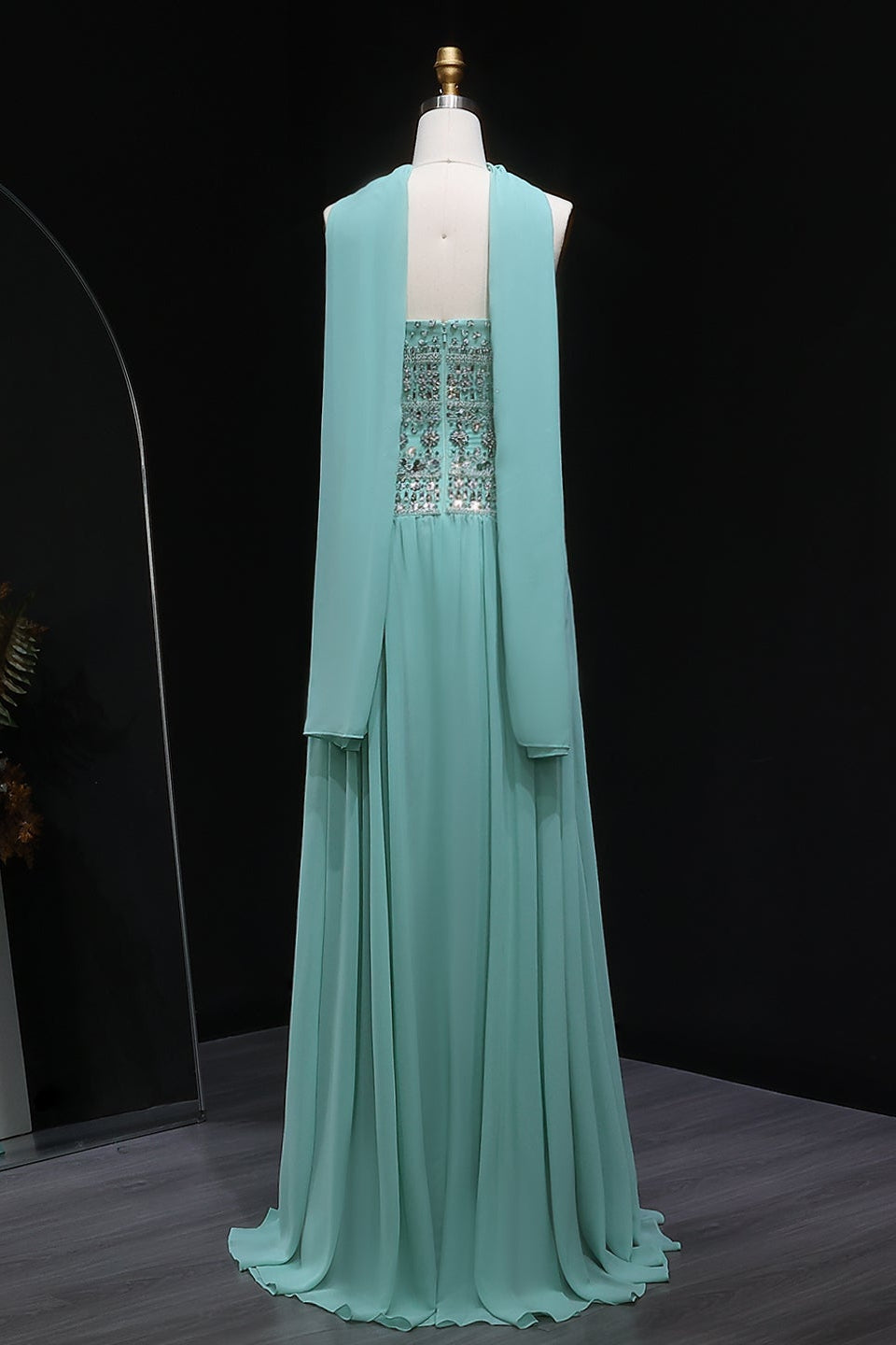 Beaded Chiffon A-Line Strapless Mermaid Evening Dress SS539