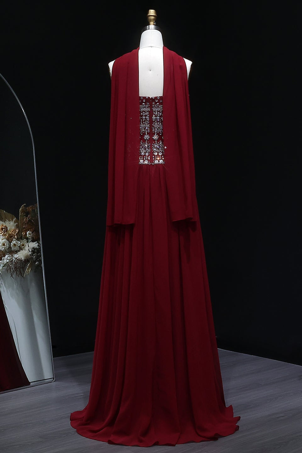 Beaded Chiffon A-Line Strapless Mermaid Evening Dress SS539