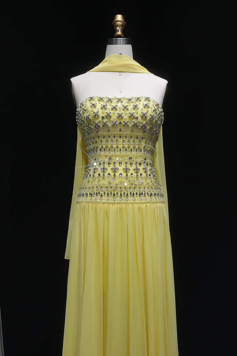 Beaded Chiffon A-Line Strapless Mermaid Evening Dress SS539