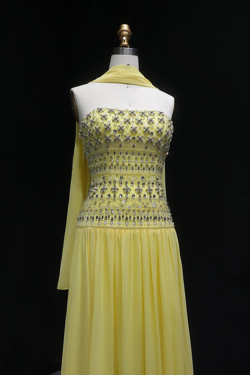 Beaded Chiffon A-Line Strapless Mermaid Evening Dress SS539