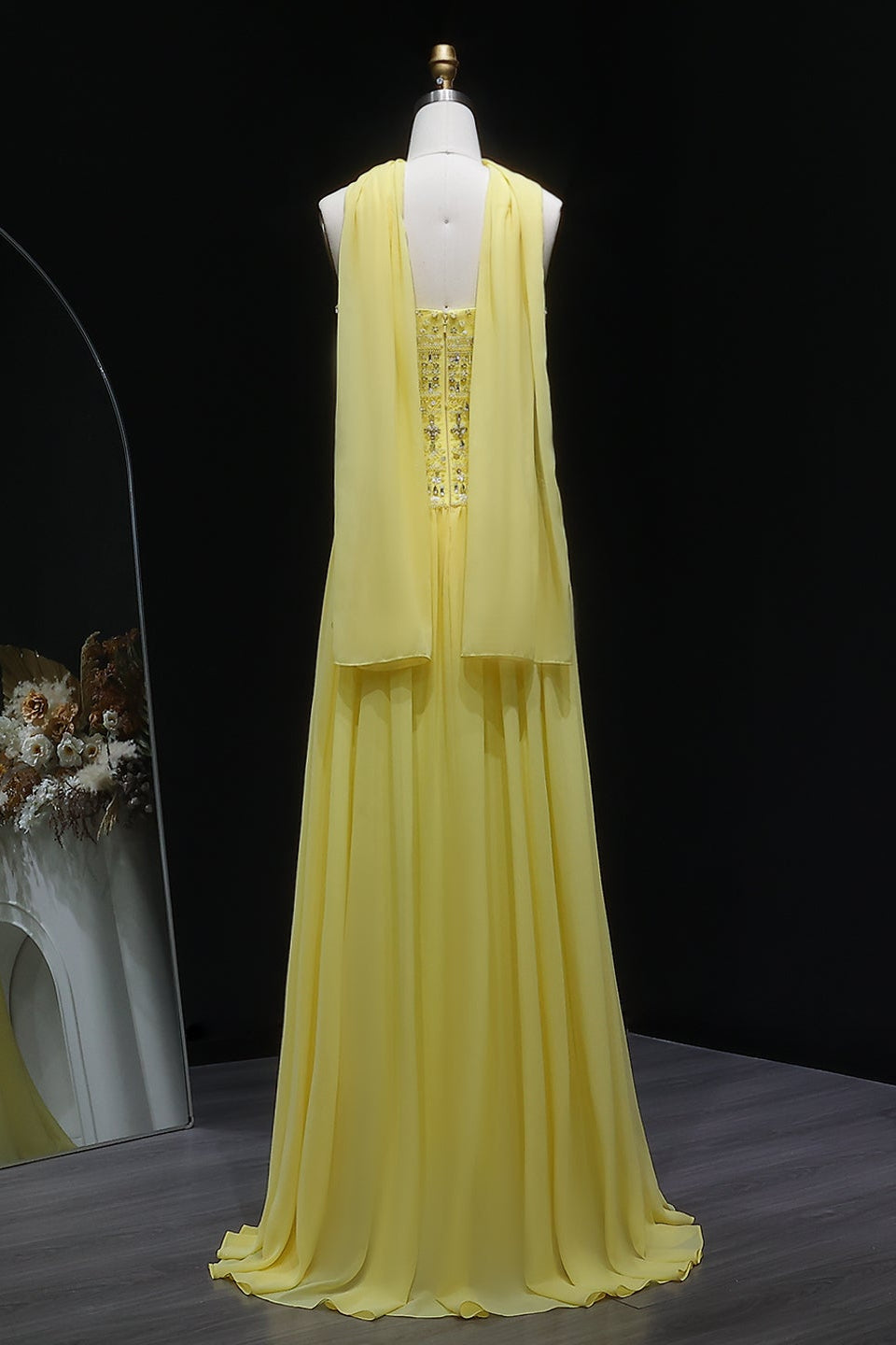 Beaded Chiffon A-Line Strapless Mermaid Evening Dress SS539