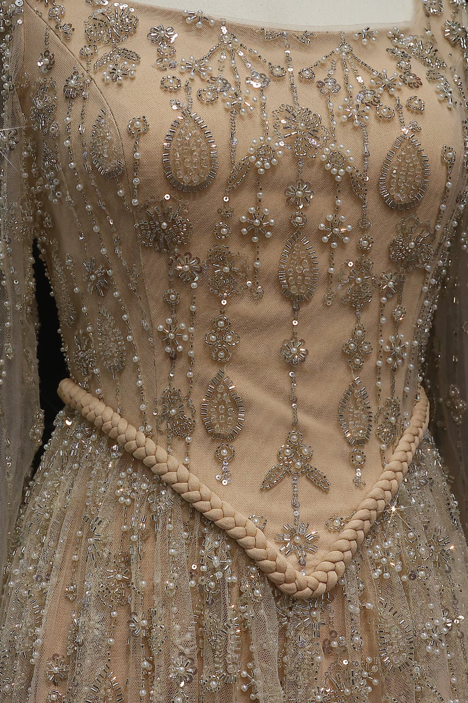 Luxury Sequined Floral Lace Square Neck A-Line Evening Dress SS693