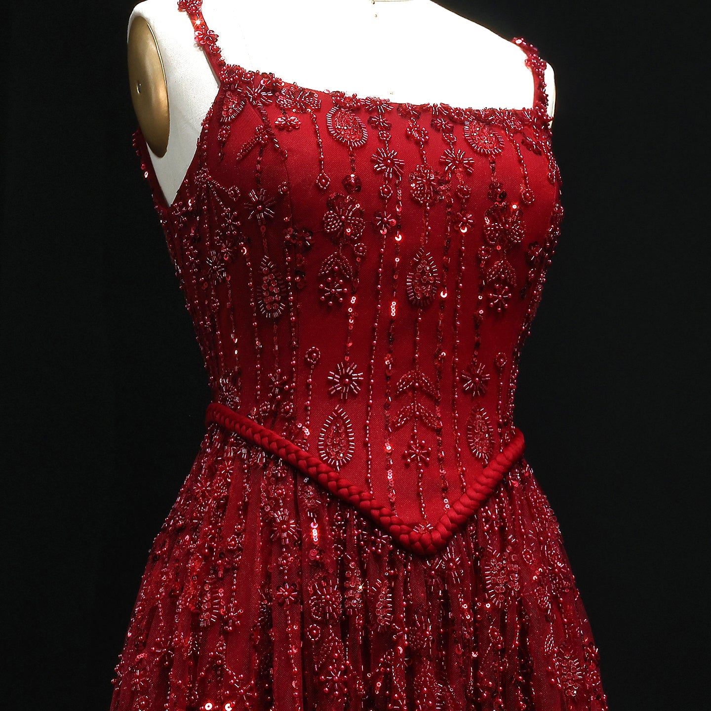Luxury Sequined Floral Lace Square Neck A-Line Evening Dress SS693 Sheer Fairy