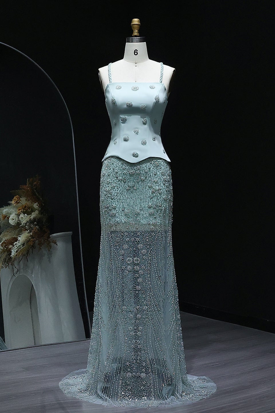 Corset Bodice Mermaid 3D Floral Evening Dress SS697