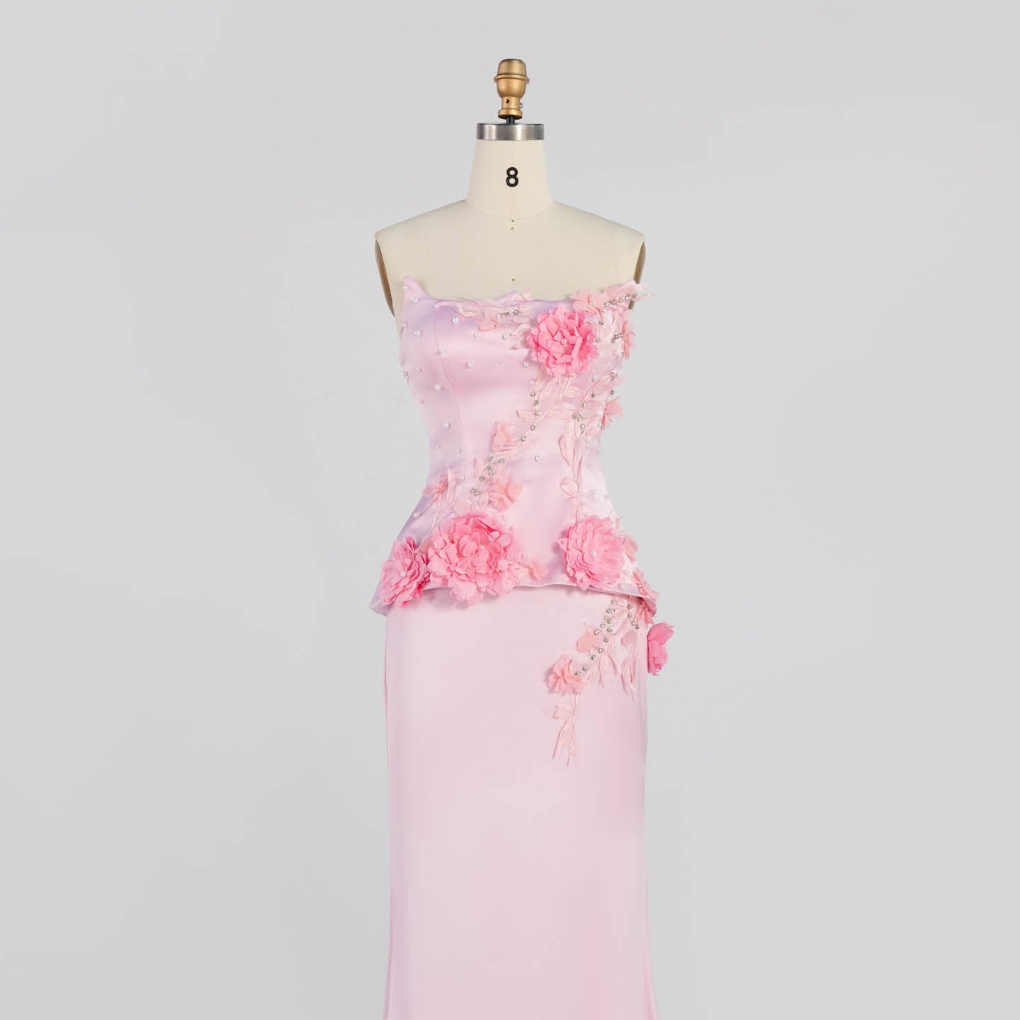 Strapless 3D Floral Satin Mermaid Gown Floor Length Formal Evening Dress ST007 Sheer Fairy