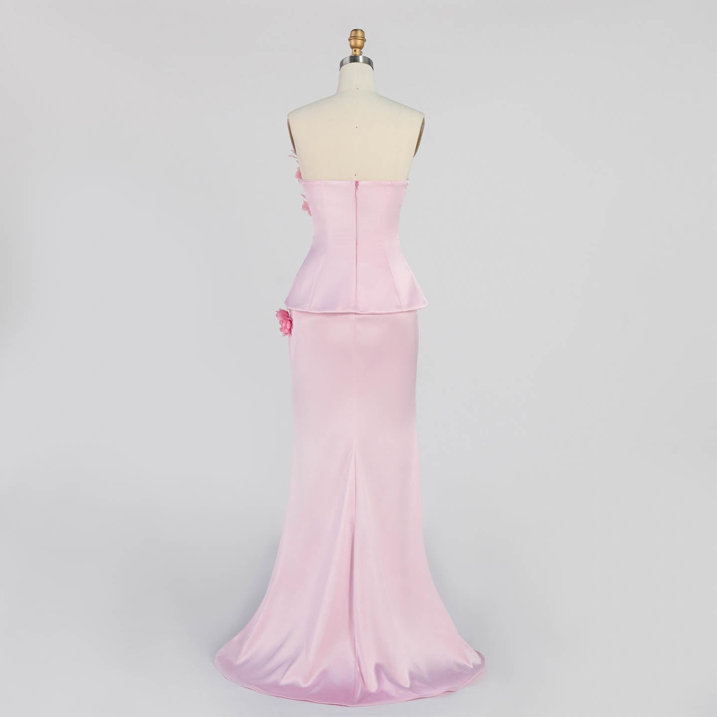 Strapless 3D Floral Satin Mermaid Gown Floor Length Formal Evening Dress ST007 Sheer Fairy