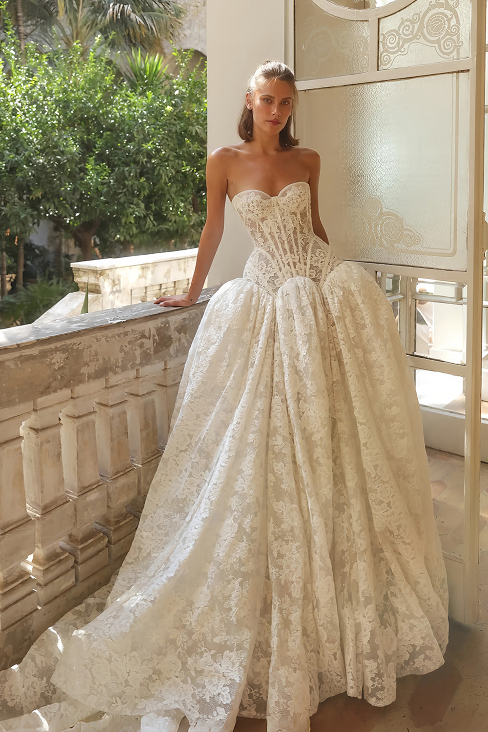 Sexy Sweetheart Backless Long Lace Wedding Dress SW193 Sheer Fairy