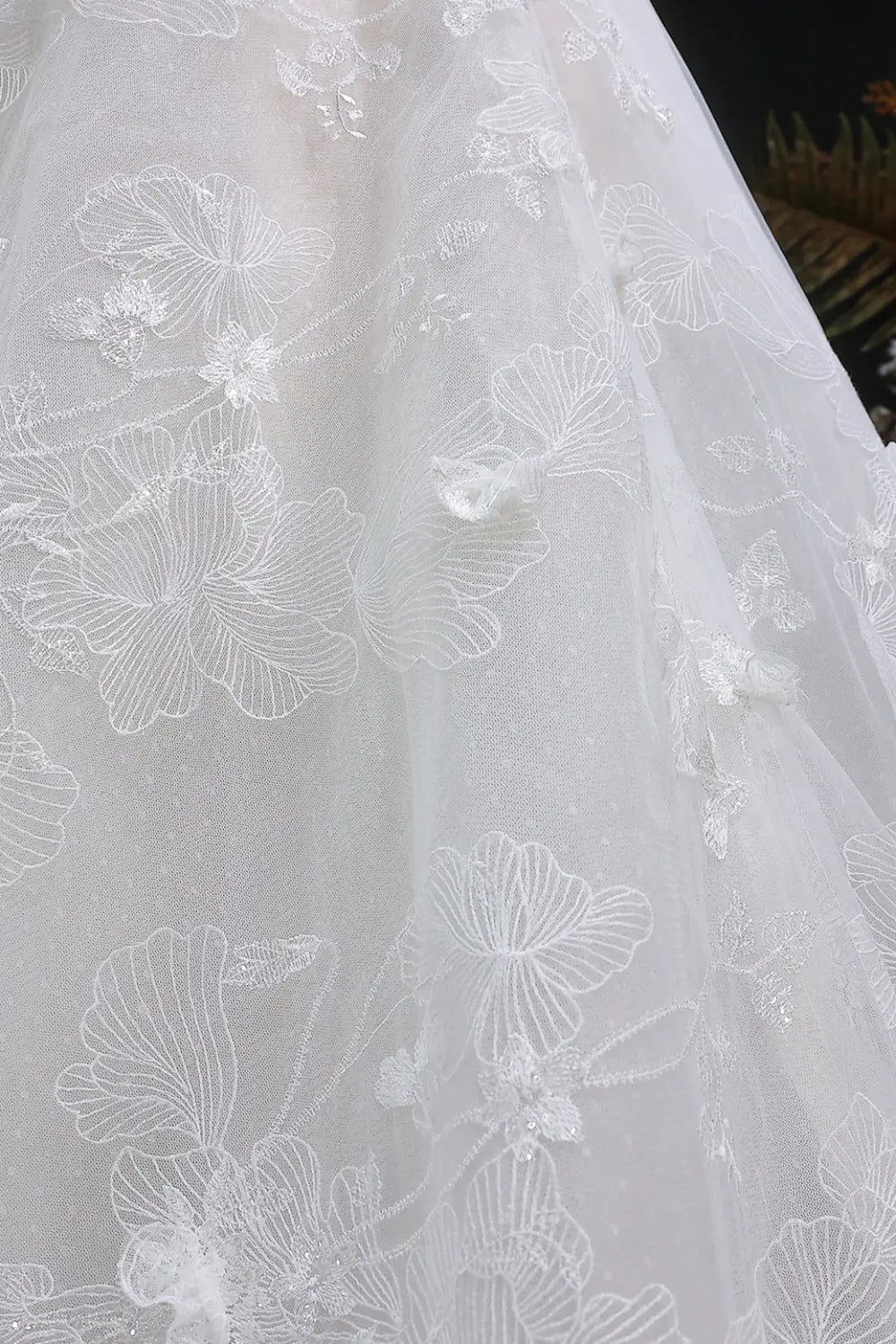 3D Floral Lace Bridal Strapless Ballgown Wedding Dress SW631 Sheer Fairy