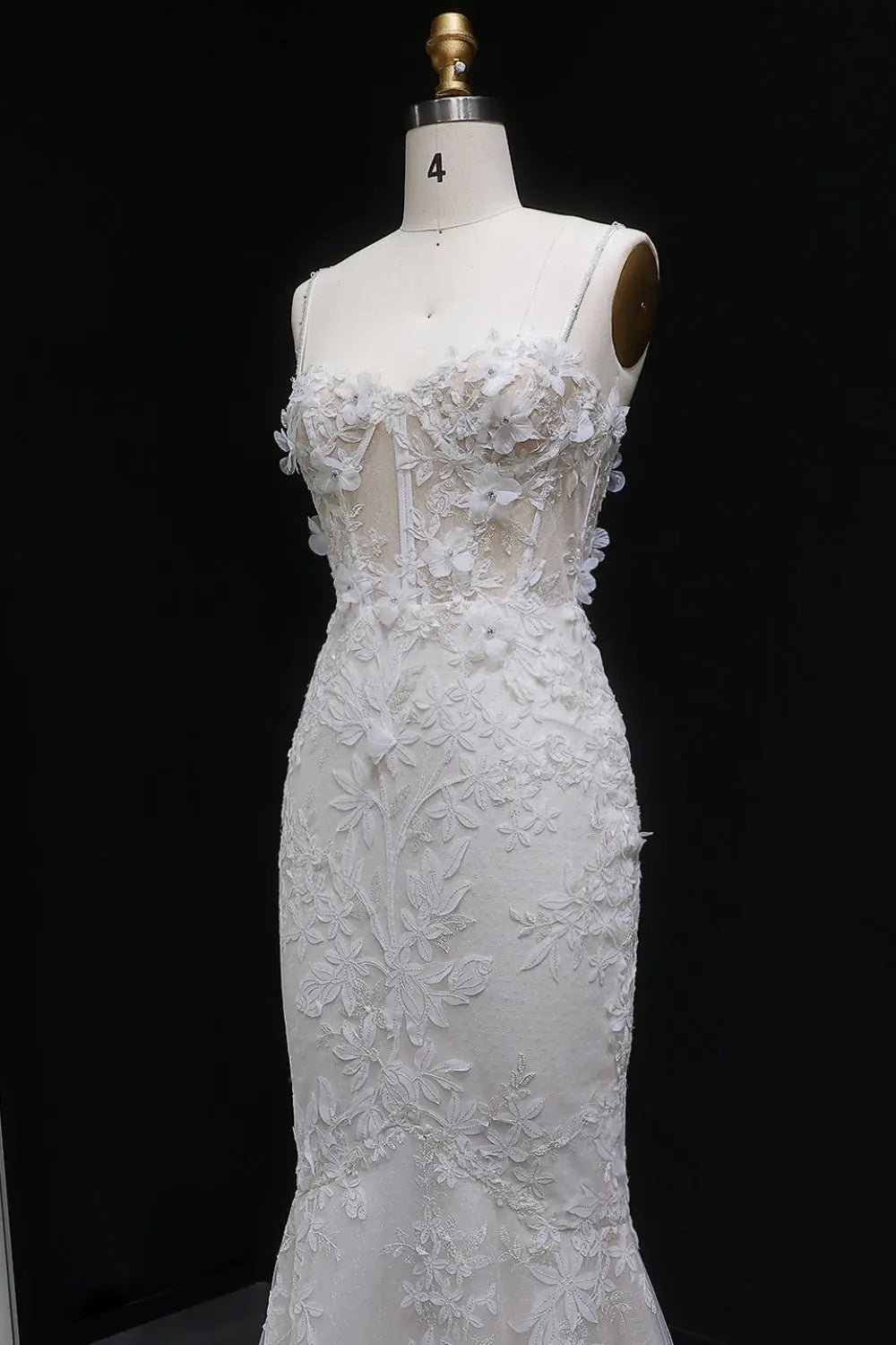 3D Floral Lace Bridal Mermaid Wedding Dress SW632 Sheer Fairy