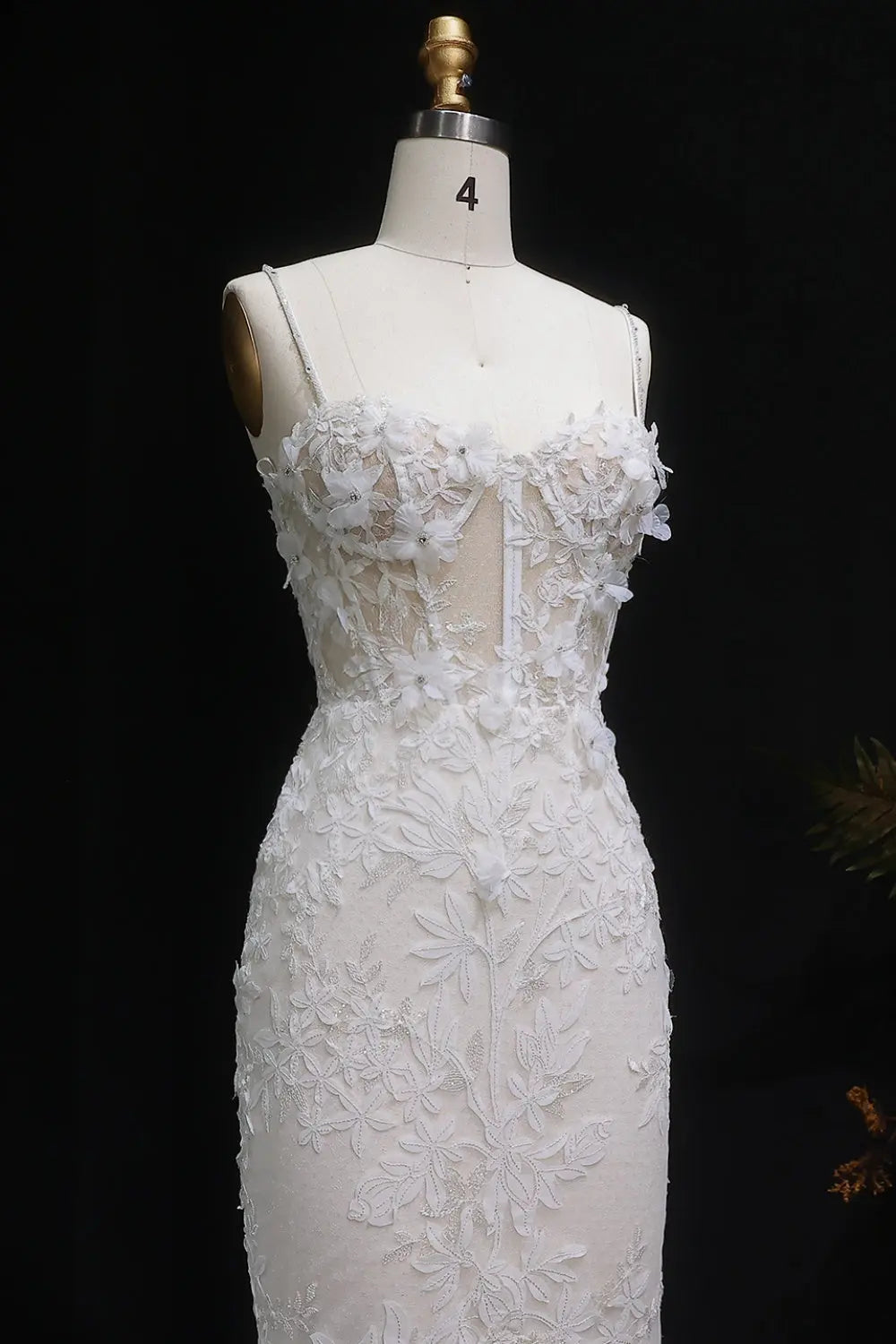 3D Floral Lace Bridal Mermaid Wedding Dress SW632 Sheer Fairy