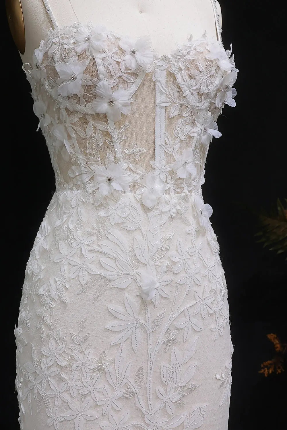 3D Floral Lace Bridal Mermaid Wedding Dress SW632 Sheer Fairy