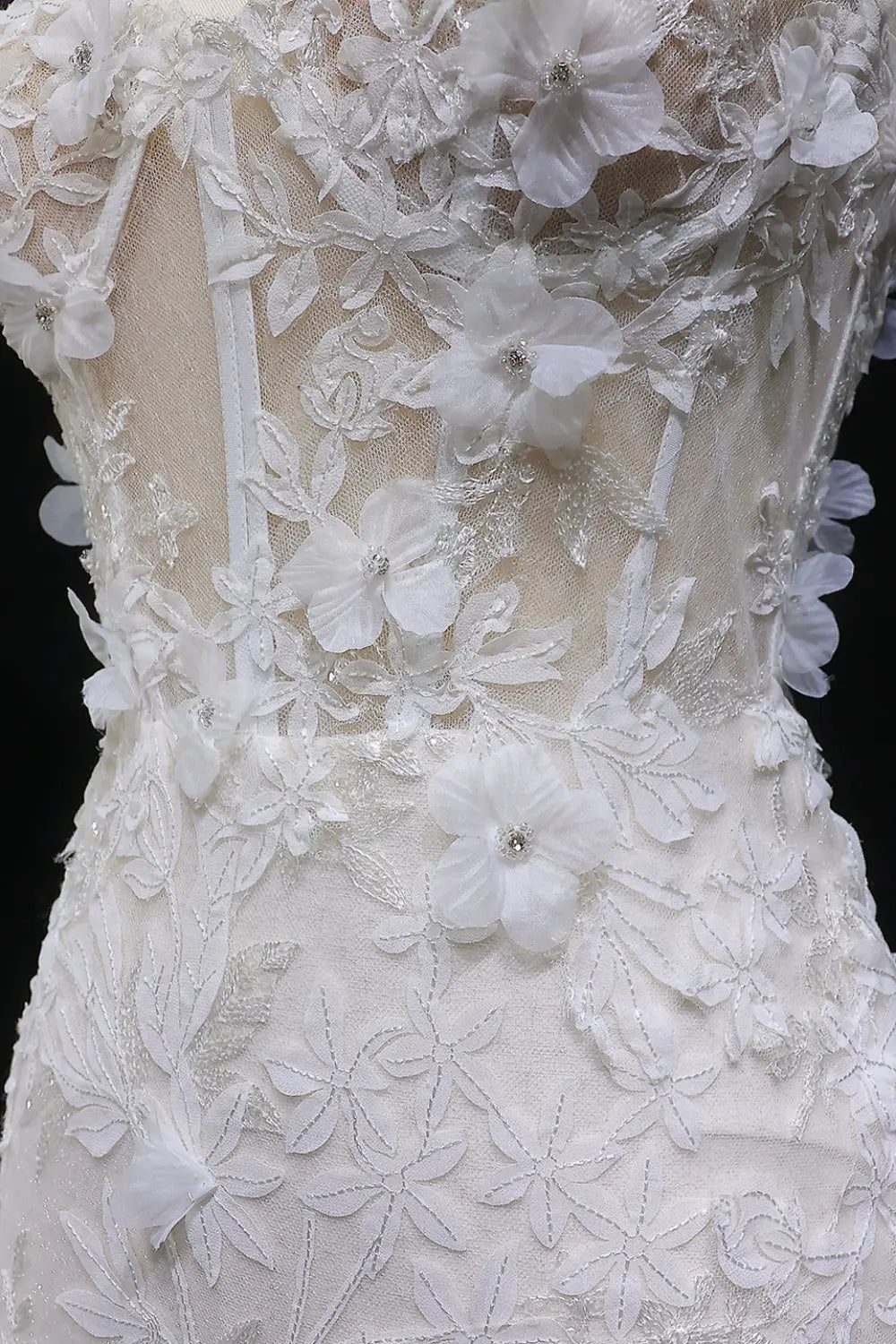 3D Floral Lace Bridal Mermaid Wedding Dress SW632 Sheer Fairy