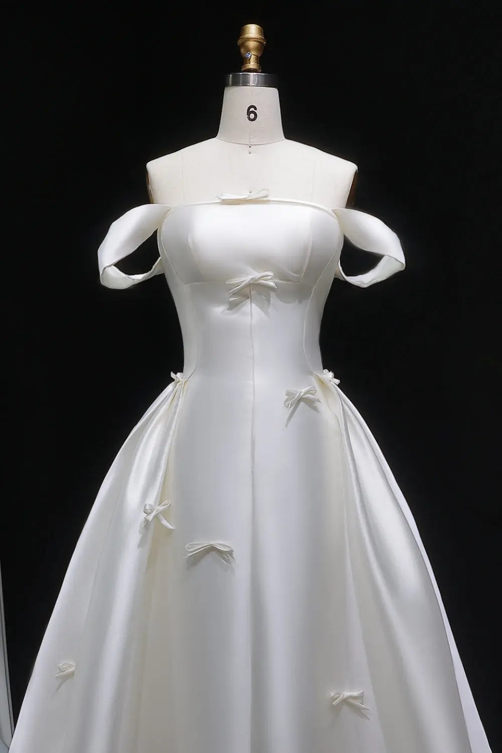 Off-the-Shoulder Satin Ballgown Wedding Dress SW633 Sheer Fairy