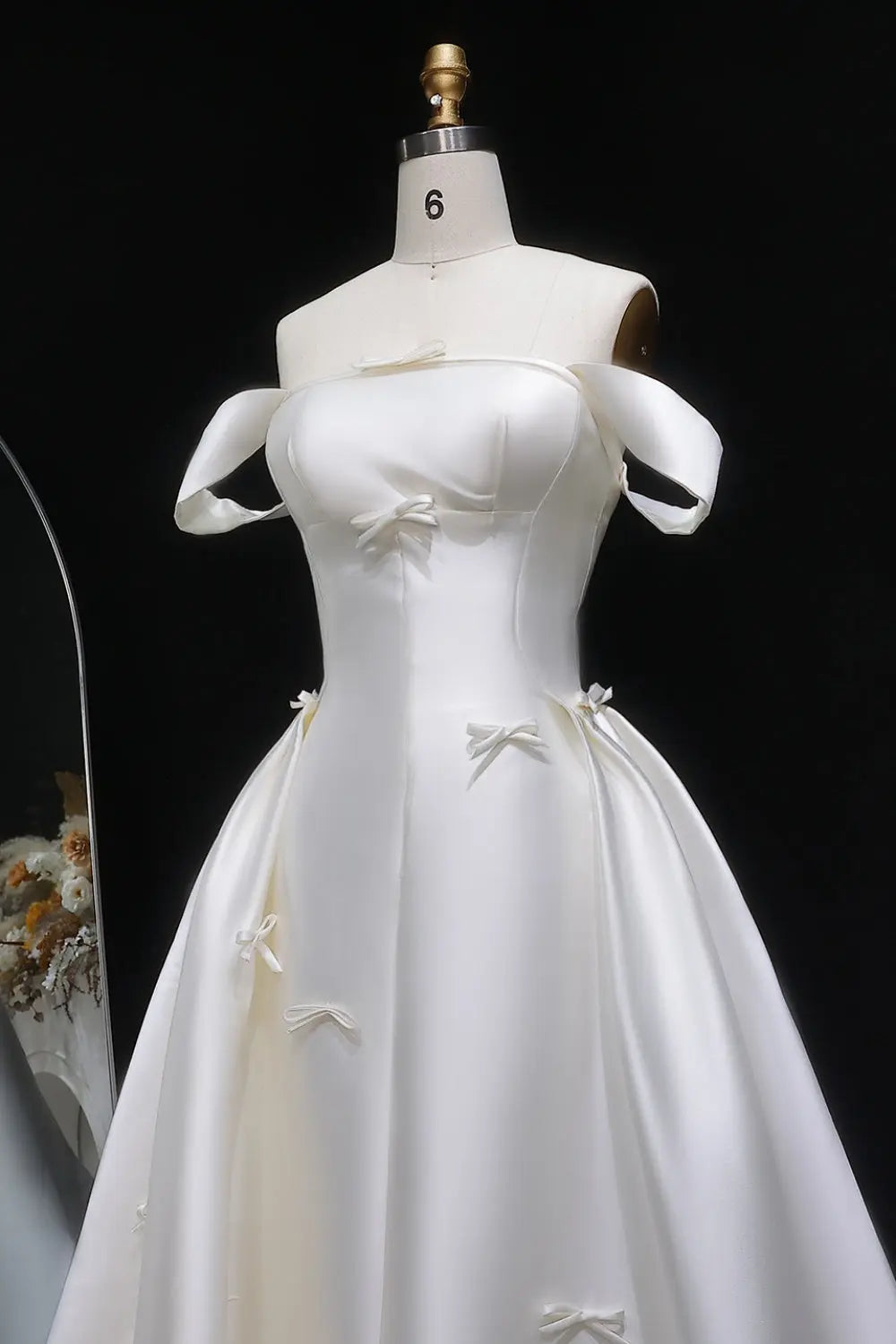 Off-the-Shoulder Satin Ballgown Wedding Dress SW633 Sheer Fairy