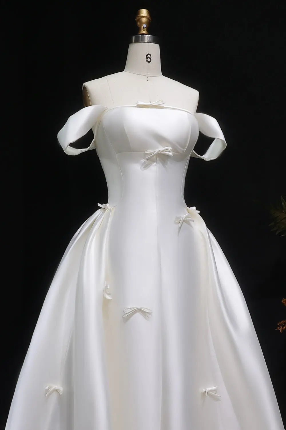 Off-the-Shoulder Satin Ballgown Wedding Dress SW633 Sheer Fairy