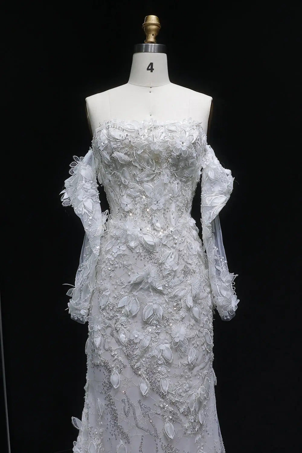 Vintage Texture Rich Mermaid Wedding Dress SW635 Sheer Fairy