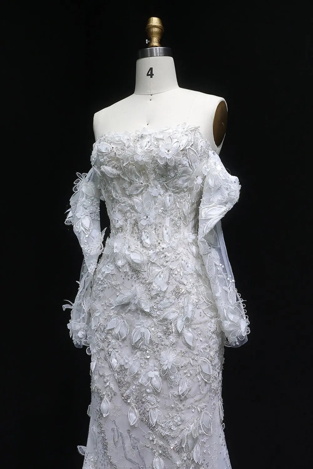 Vintage Texture Rich Mermaid Wedding Dress SW635 Sheer Fairy