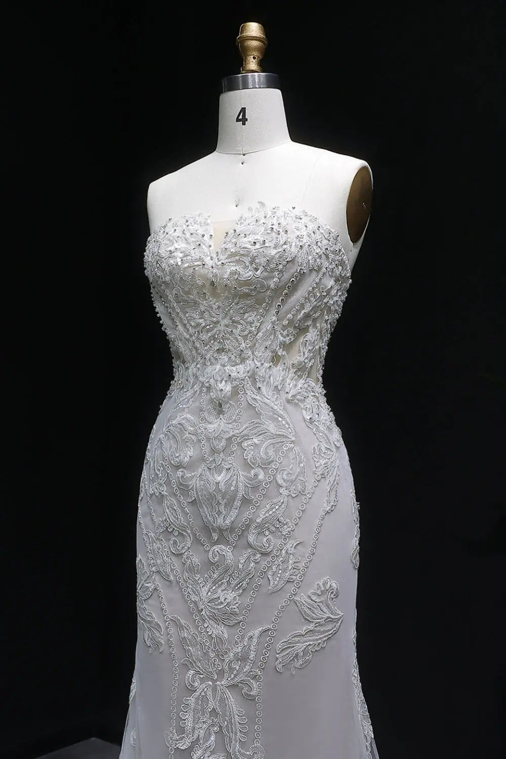 All-over Intricate Lace Strapless Mermaid Wedding Dress SW636 Sheer Fairy