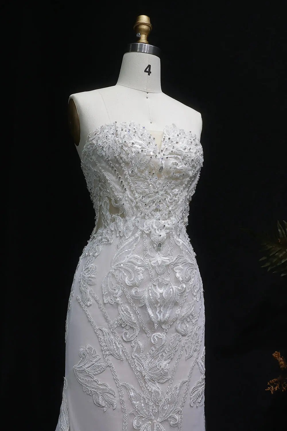 All-over Intricate Lace Strapless Mermaid Wedding Dress SW636 Sheer Fairy