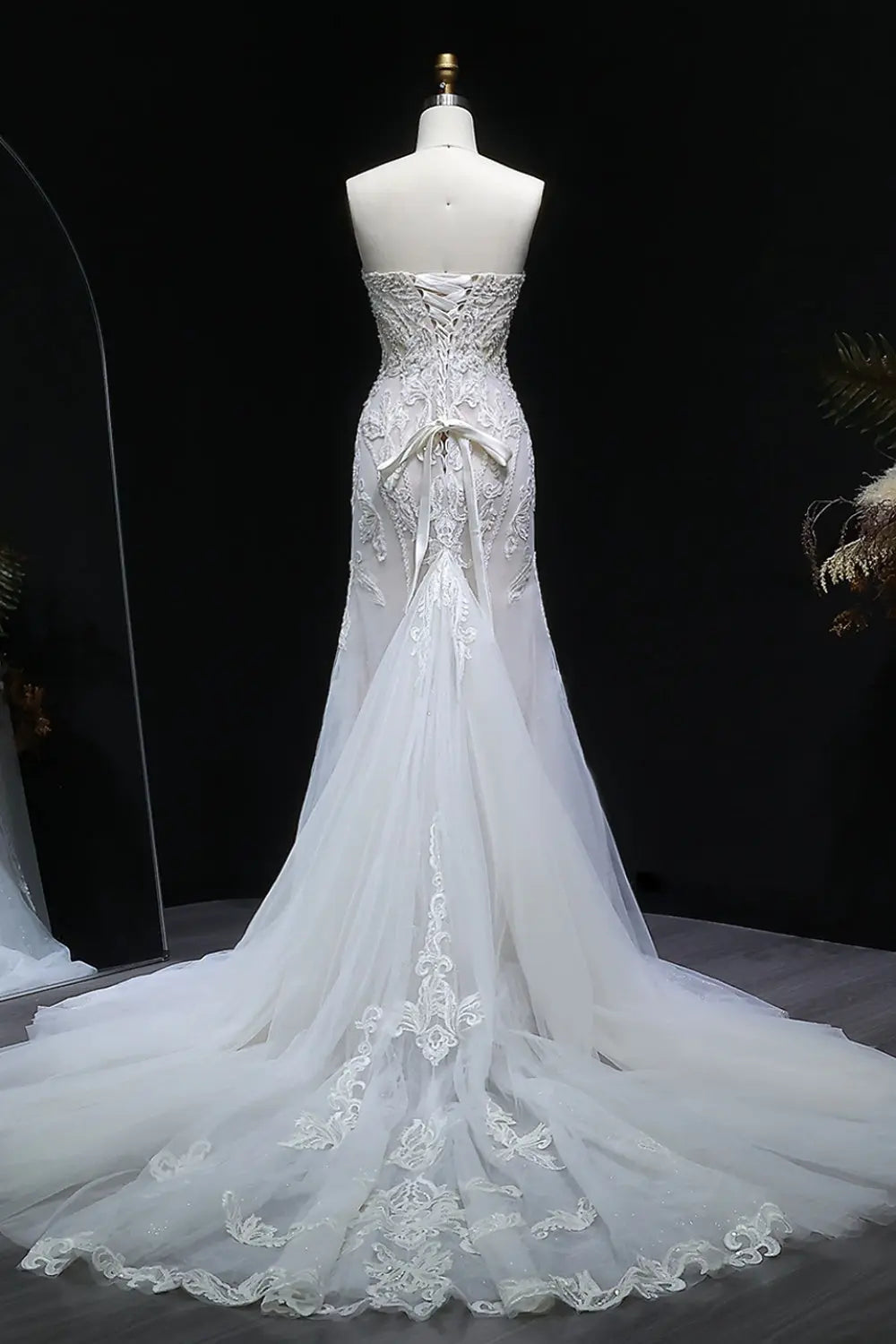 All-over Intricate Lace Strapless Mermaid Wedding Dress SW636 Sheer Fairy