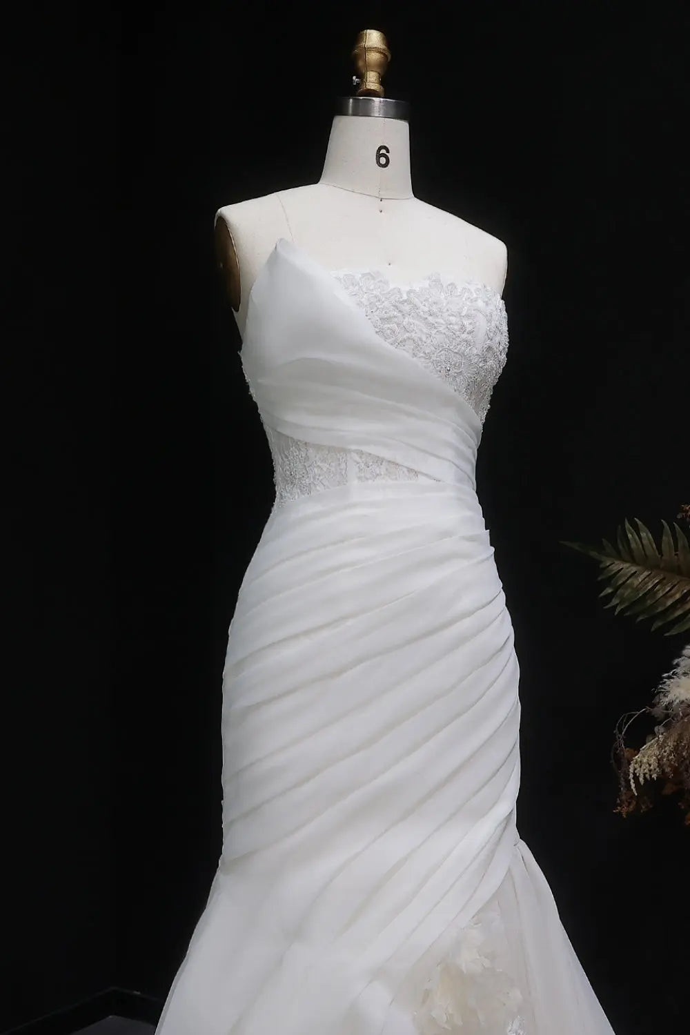 Strapless Ruched Chiffon Trumpet Mermaid Wedding Dress SW655 Sheer Fairy