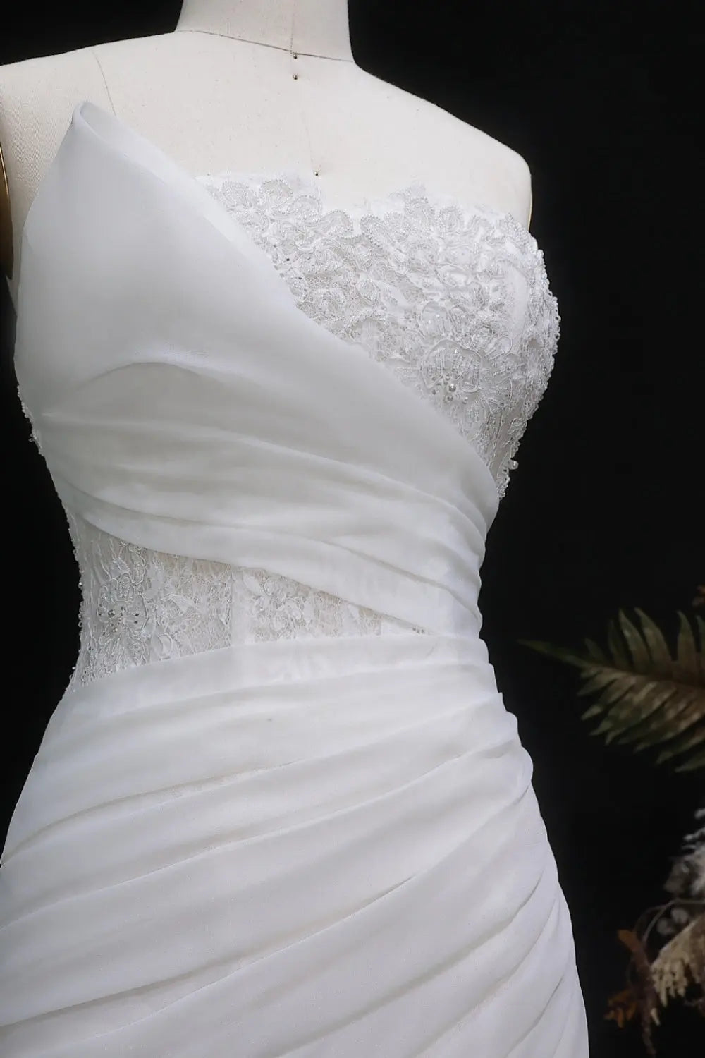 Strapless Ruched Chiffon Trumpet Mermaid Wedding Dress SW655 Sheer Fairy