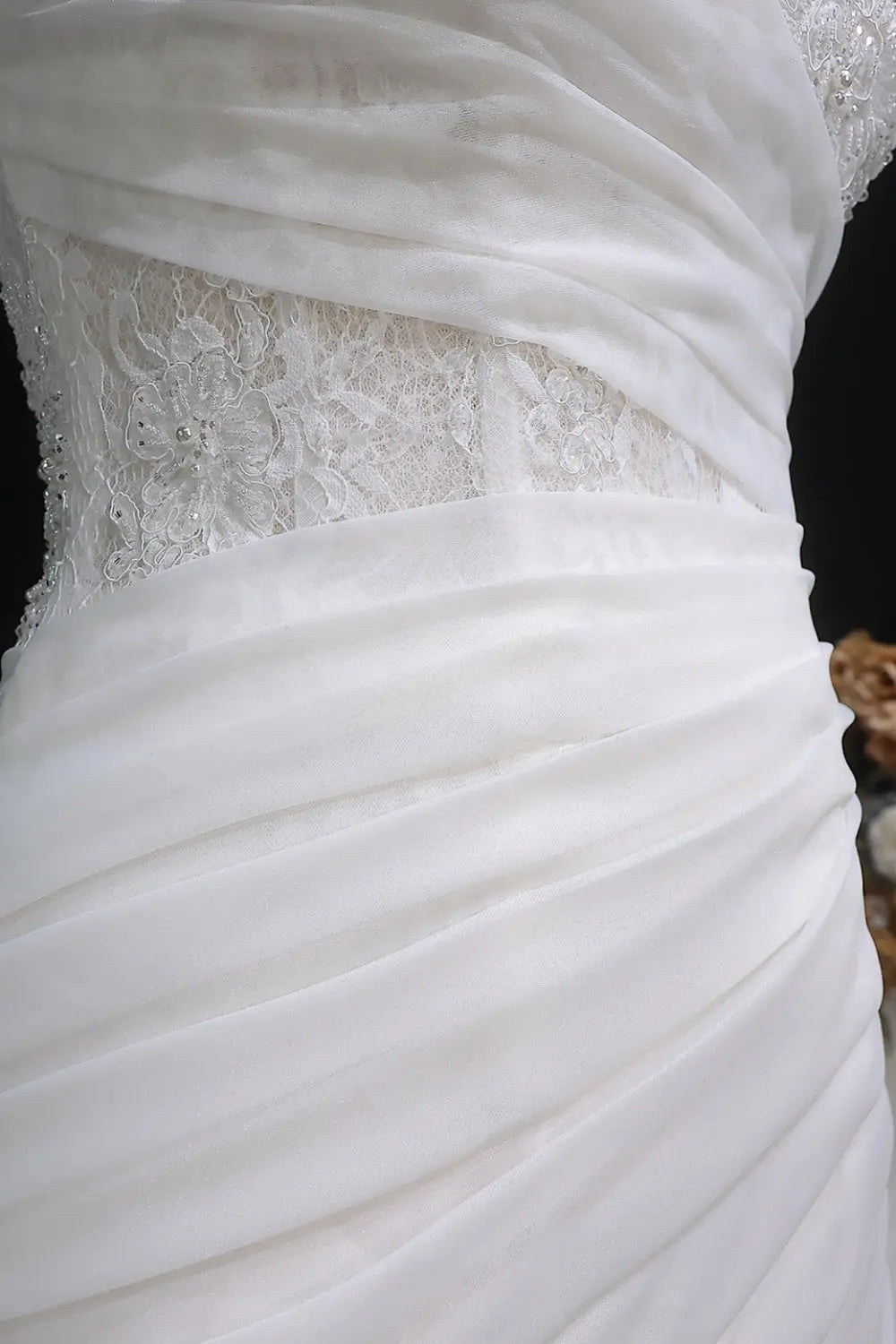 Strapless Ruched Chiffon Trumpet Mermaid Wedding Dress SW655 Sheer Fairy