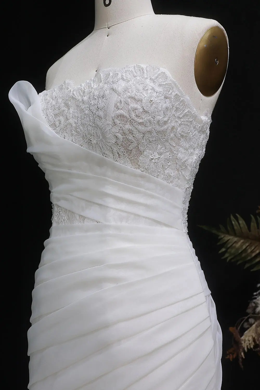 Strapless Ruched Chiffon Trumpet Mermaid Wedding Dress SW655 Sheer Fairy