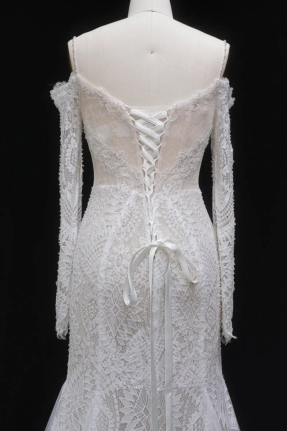 Flattering Long Sleeve Trumpet Mermaid Wedding Dress SW656 Sheer Fairy