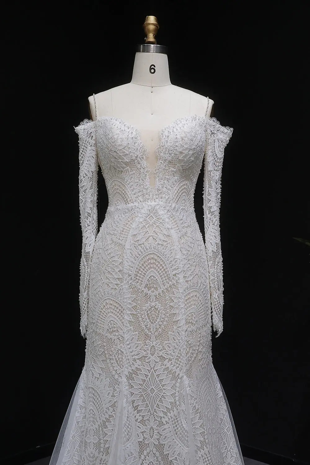 Flattering Long Sleeve Trumpet Mermaid Wedding Dress SW656 Sheer Fairy