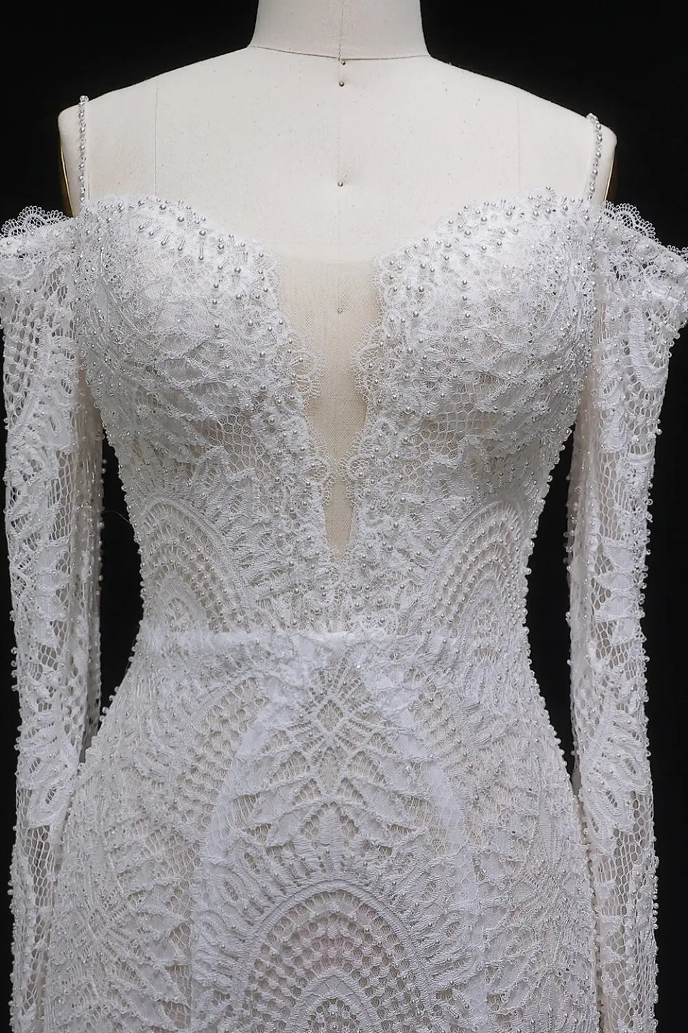 Flattering Long Sleeve Trumpet Mermaid Wedding Dress SW656 Sheer Fairy