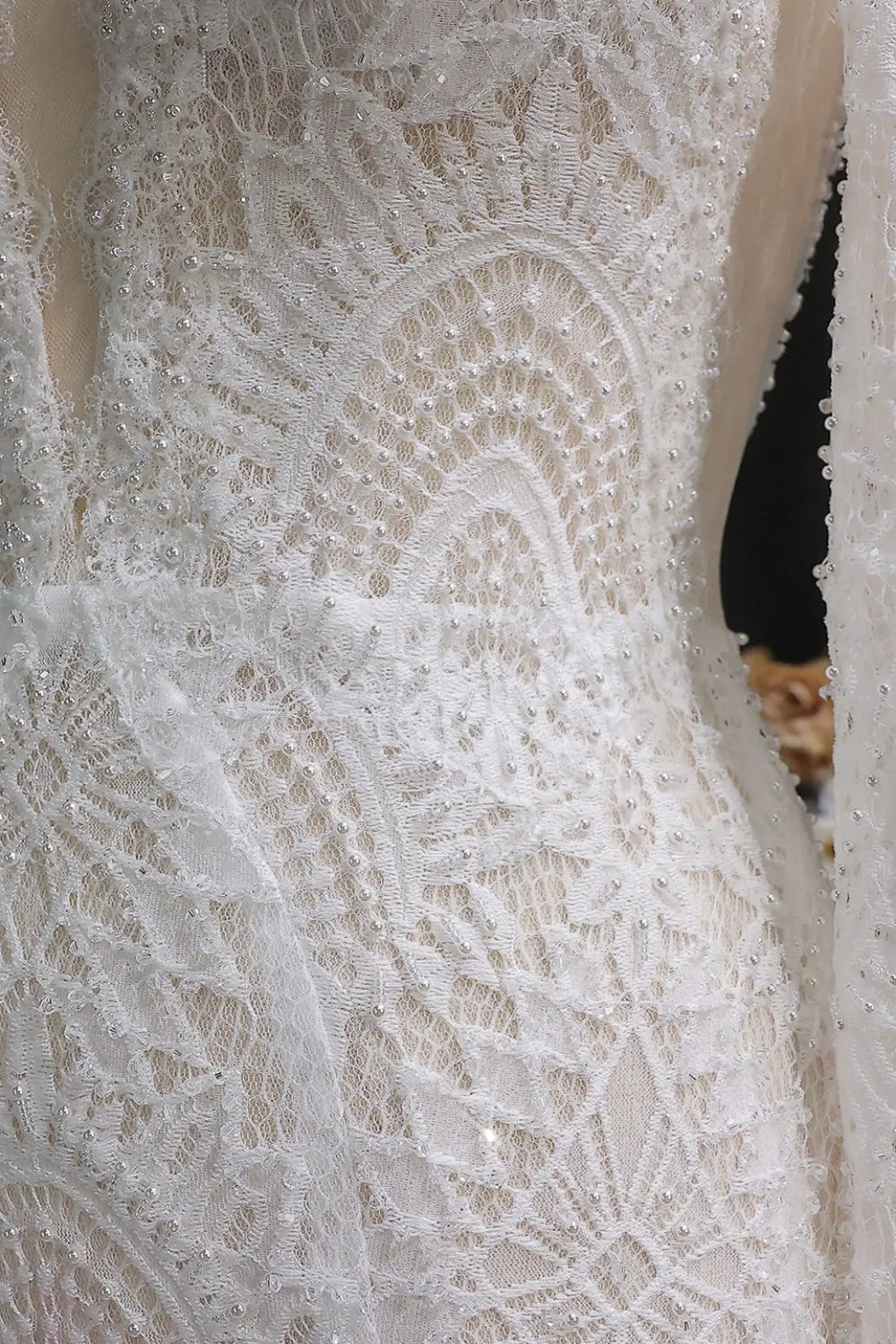 Flattering Long Sleeve Trumpet Mermaid Wedding Dress SW656 Sheer Fairy