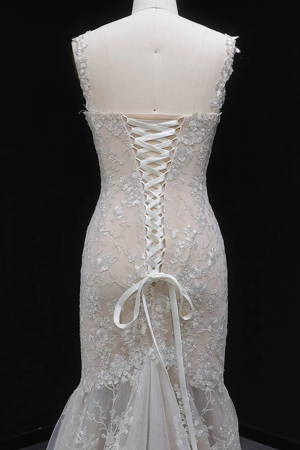 Ethereal 3D Floral Strapless Trumpet Wedding Dress SW657 Sheer Fairy