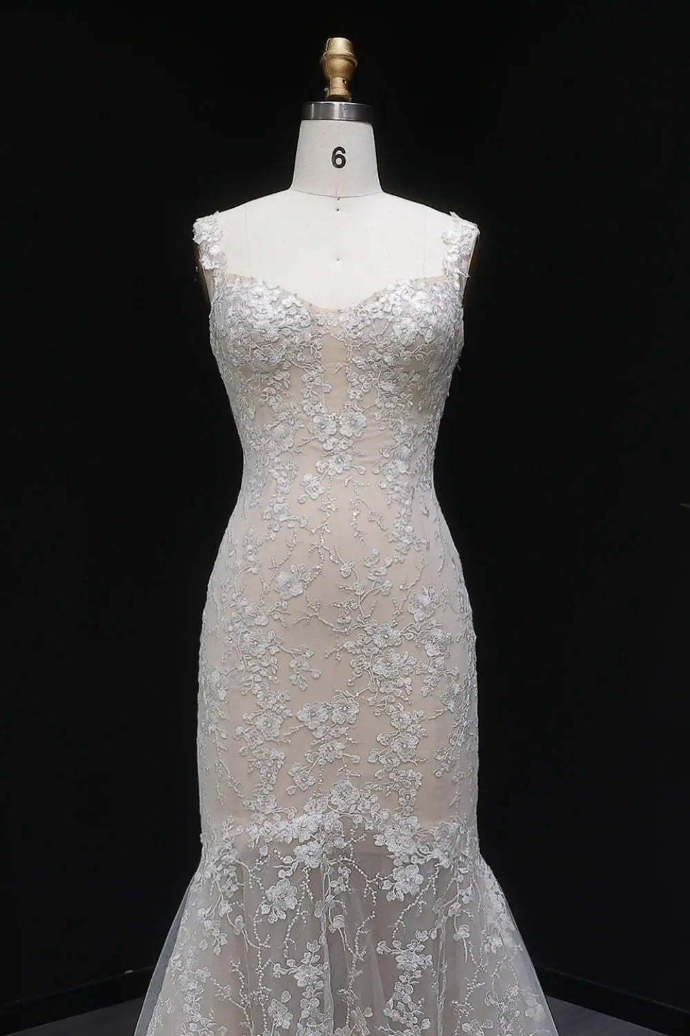 Ethereal 3D Floral Strapless Trumpet Wedding Dress SW657 Sheer Fairy