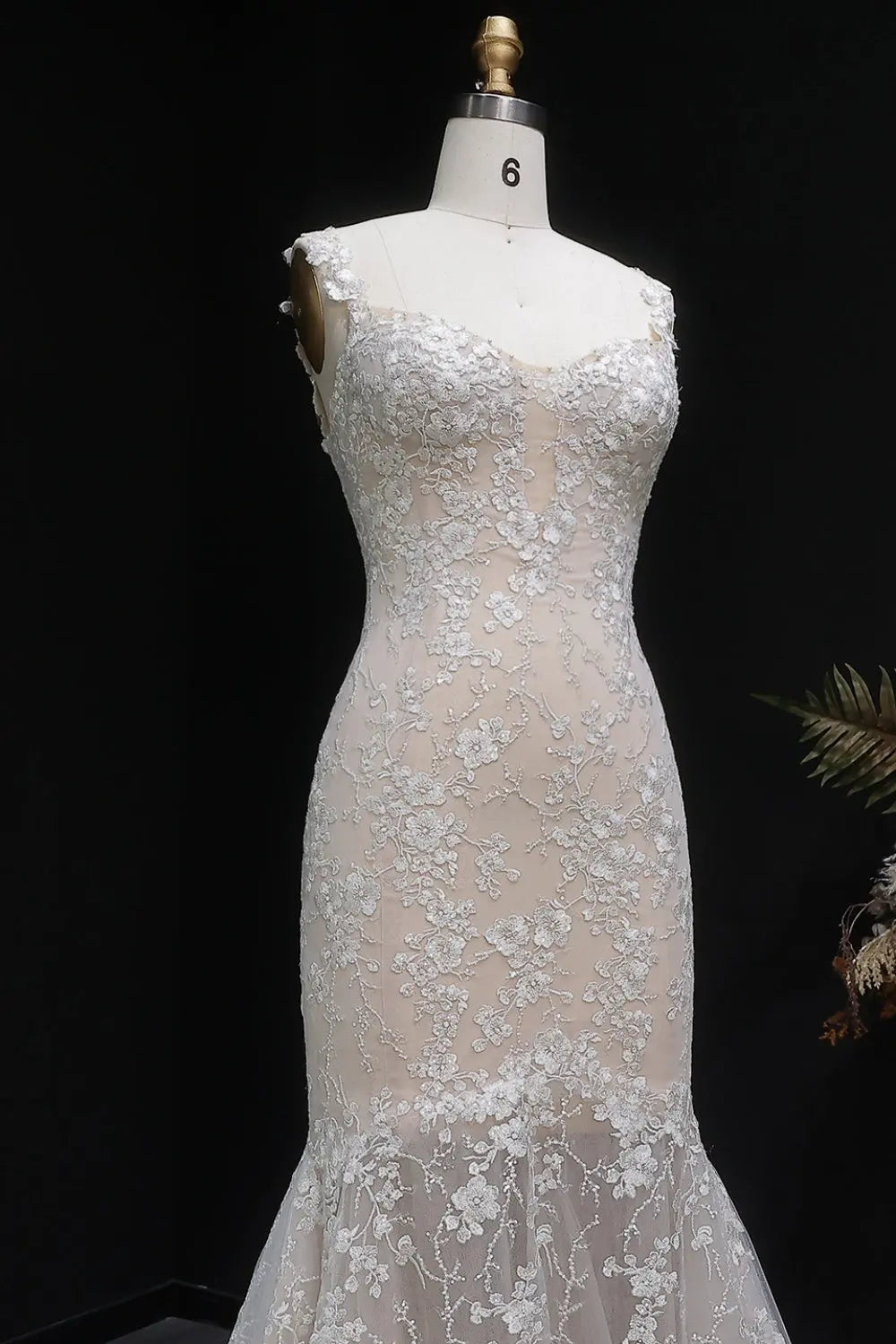 Ethereal 3D Floral Strapless Trumpet Wedding Dress SW657 Sheer Fairy