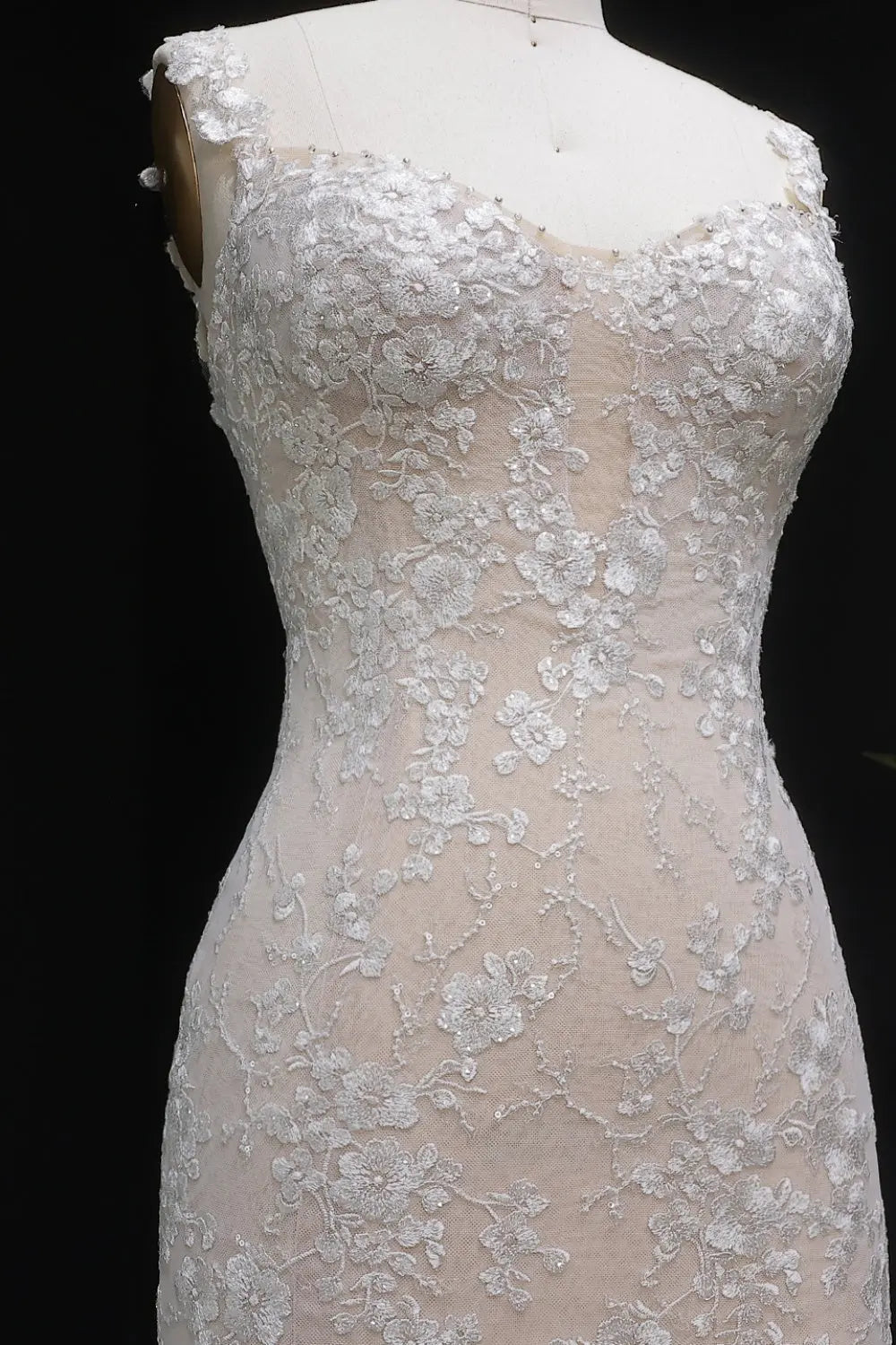 Ethereal 3D Floral Strapless Trumpet Wedding Dress SW657 Sheer Fairy